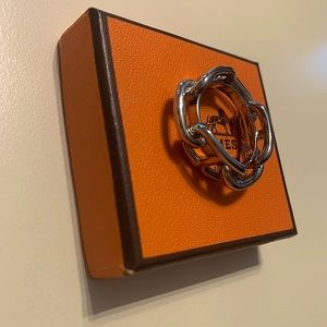 Authentic Hermès Silver Tone Scarf Ring